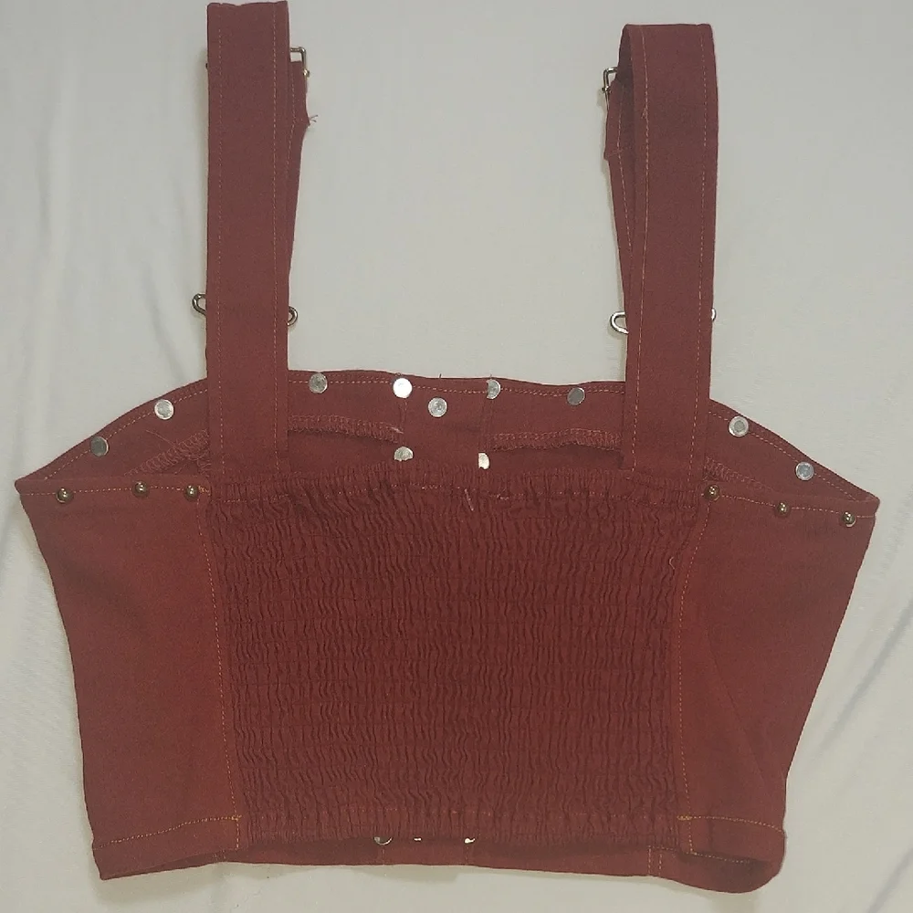 Dance & Marvel Red Crop Top with Gold Embellishments - Picture 10 of 13